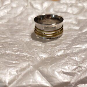 Vintage Golden Thread Heart Silver Ring